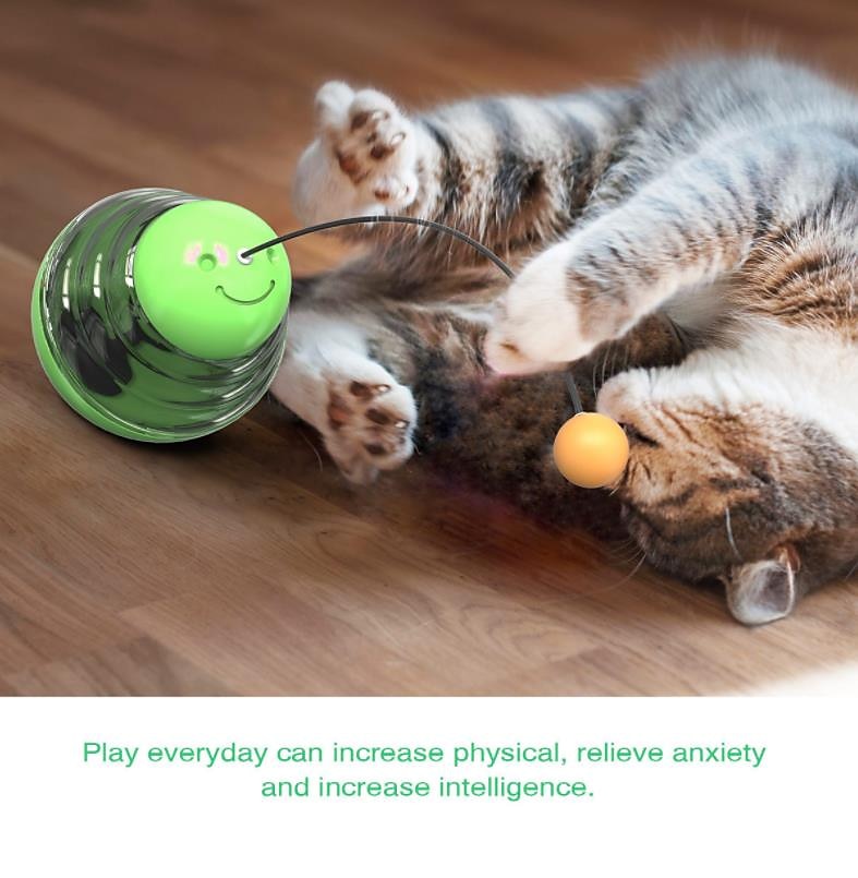 interaktive morsomme katteleker, 3 i 1 godbitmater med automatisk roterende tumbler, kattfjærstav og matdispenser for kattunge katt morsom treningsjageropplæring (rosa) 2025 - $20.99 -P5
