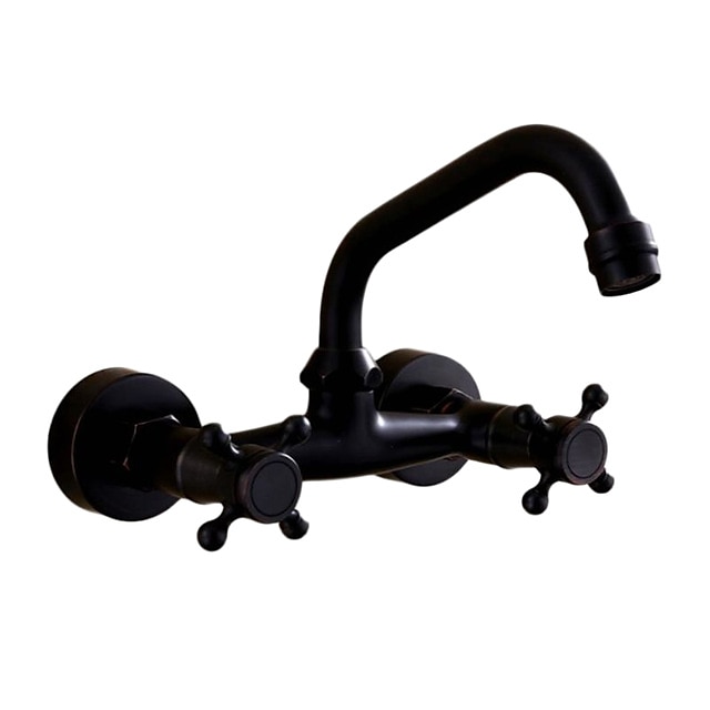 Bathroom Sink Mixer Faucet Wall Mount, Vintage 2 Handle 3 Holes Basin Taps with Cold Hot Water Hose, Washroom Mono Basin Vessel Taps Deck Mounted Oil-rubbed Bronze 2025 - $121.99 –P7