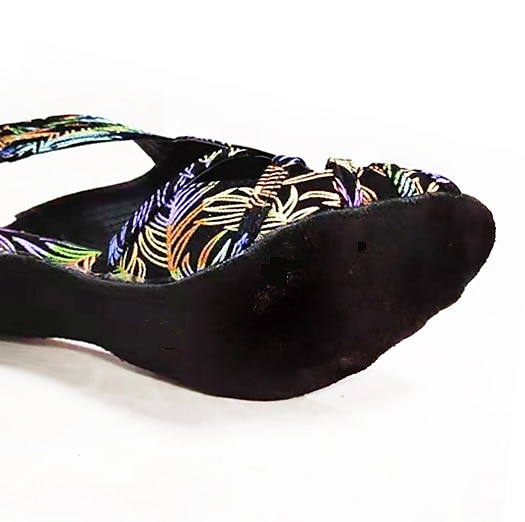 chaussures de danse pour femmes brodées de fleurs colorées avec semelle en daim souple – talons latins à bout ouvert pour les performances de salon et de salsa de 2025 ? $59.99 –P1