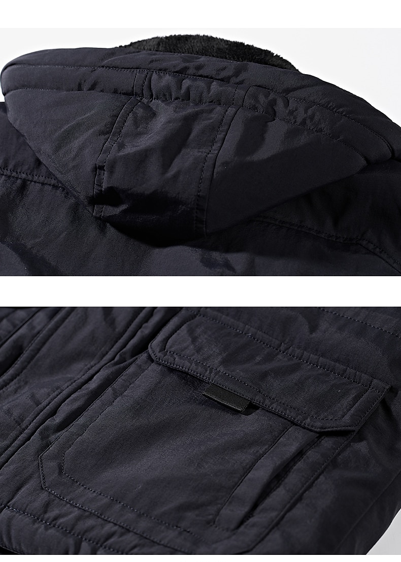 fleecejacka herr vinterjacka tjock varm huva parka militär vindjacka vinter utomhus vindtät lätt avtagbar keps trenchcoat ytterkläder topp skidåkning fiske klättring ljusblå skärm 2025 - $83.99 –P7