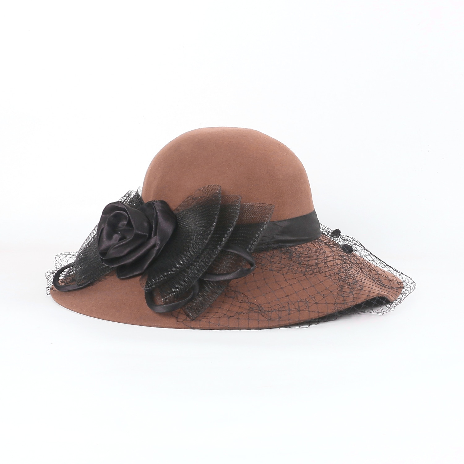 hattar 100% Ull Fiskarhatt Bröllop Kentucky Derby cocktail Royal Astcot Elegant Med Rosett Hårbonad Huvudbonader 2026 - $20.99 –P10