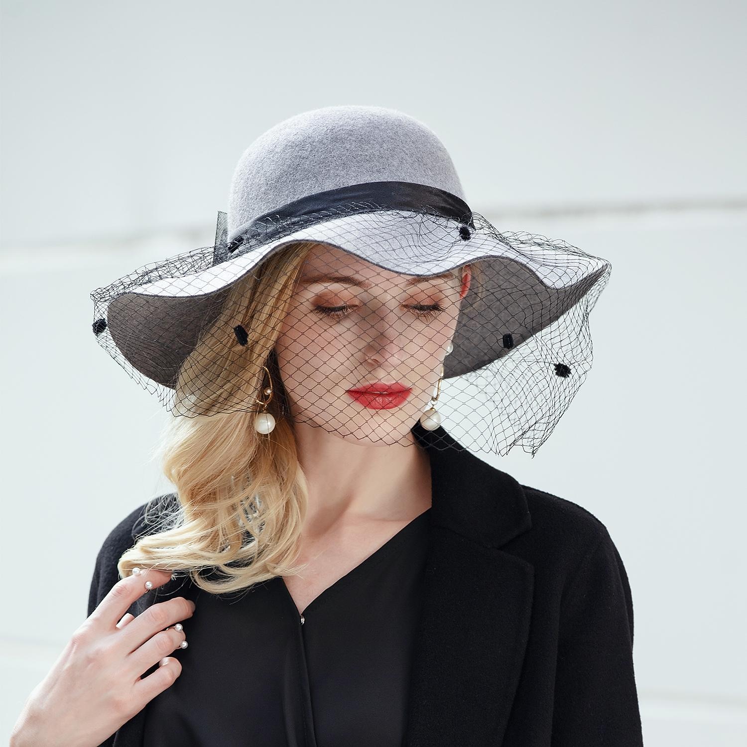 hattar 100% Ull Fiskarhatt Bröllop Kentucky Derby cocktail Royal Astcot Elegant Med Rosett Hårbonad Huvudbonader 2026 - $20.99 –P1
