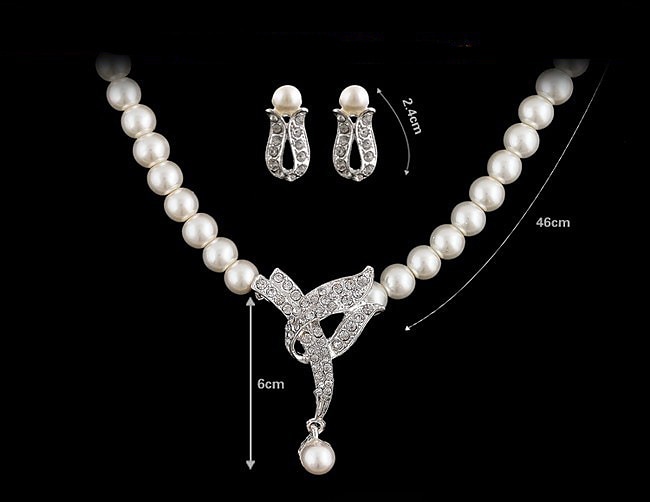 Los sistemas nupciales de la joyería 1 juego Perla Artificial Brillante 1 Collar Pendientes Mujer Elegante Moda Coreano Conjunto de joyas Para Fiesta Boda Regalo / Pedida 2025 - $6.99 –P3