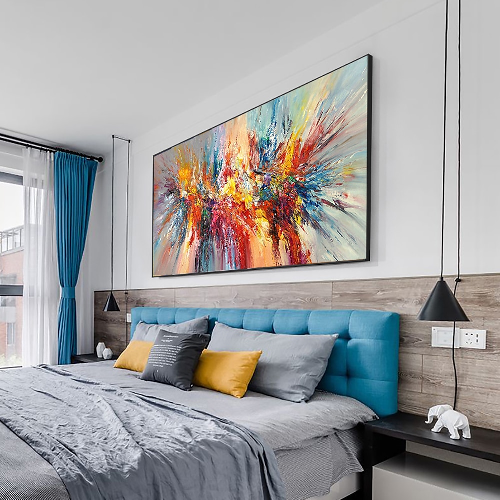 Oil Painting 100% Handmade Hand Painted Wall Art On Canvas Abstract Modern Colorful Landscape Blooming Firework Home Decoration Decor Rolled Canvas No Frame Unstretched 2025 - $60.99 –P7
