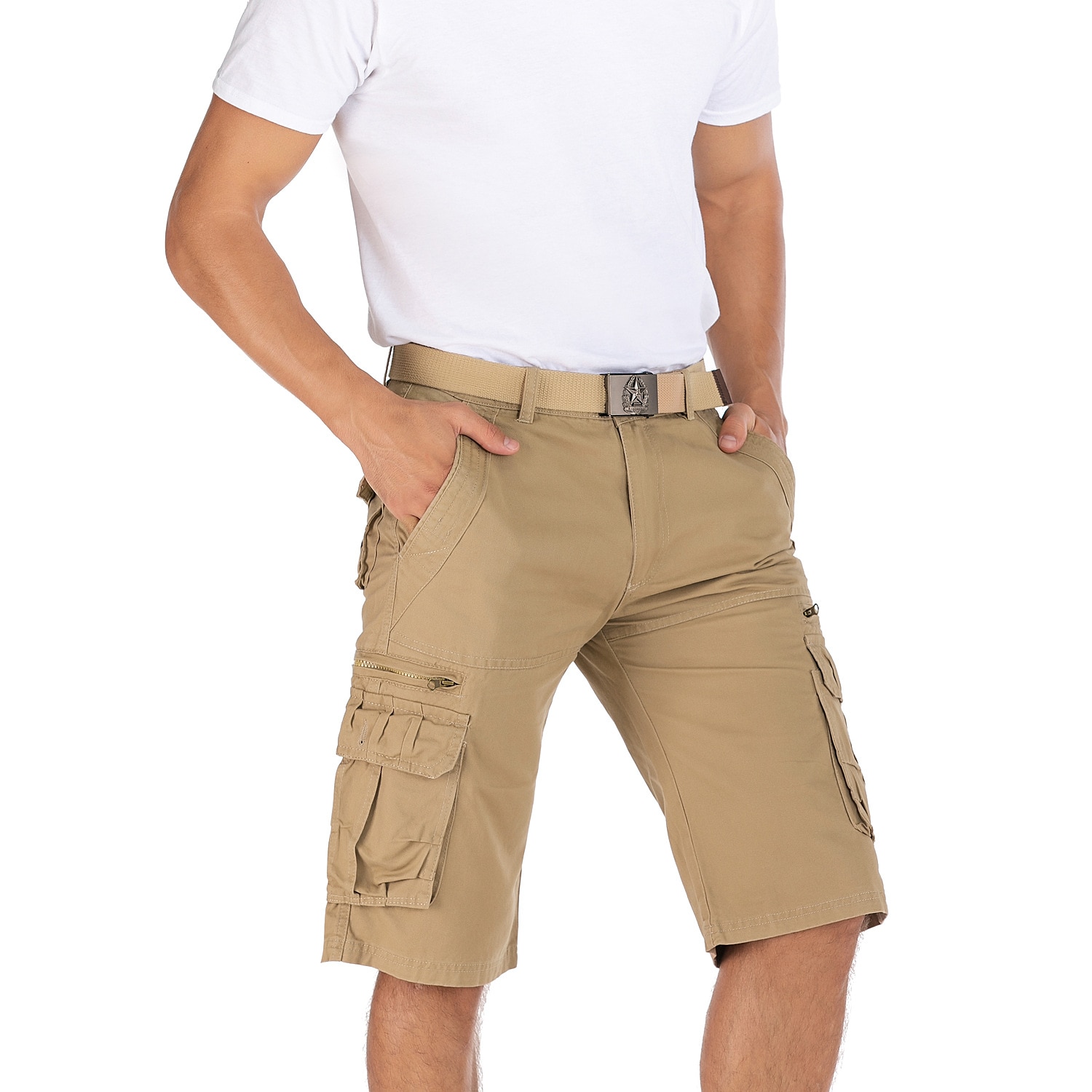 Herr Militärbyxor Vandringsshorts Militär Ensfärgat Sommar Utomhus 12" Ripstop Multi-pocket Andningsfunktion Slitstyrka Bomull Knälängd Underdelar Grå Kaki Grön Svart Arbete Jakt Fiske 30 31 32 33 34 2025 - $35.99 –P9