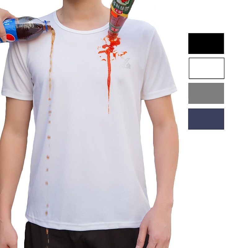 2st herr kortärmad vattentät t-shirt t-shirt tröja hals fläckbeständig topp utomhus hydrofob fläckbeständig antifouling snabb torr lätt sommar vit svart grå fiske klättring strand 2025 - $12.99 –P1