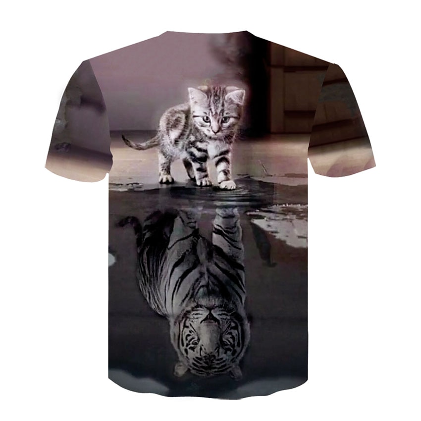 2025年 男性用 男女兼用 猫 3D シャツ Tシャツ 半袖 Tシャツ 3Dプリント クルーネック シャツ デザイナー ベーシック アニマル カジュアル 日常 ブラック / グレー 夏 衣類 標準 S M L XL XXL 3XL 4XL コレクション – $17.99 –P3