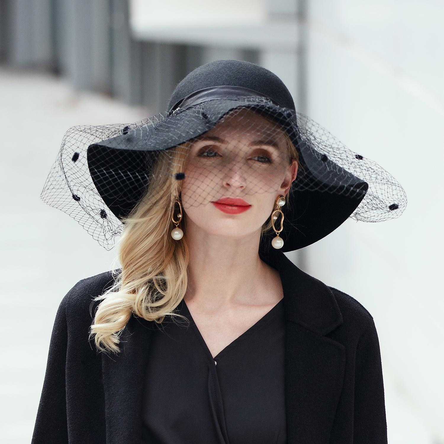 hattar 100% Ull Fiskarhatt Bröllop Kentucky Derby cocktail Royal Astcot Elegant Med Rosett Hårbonad Huvudbonader 2026 - $20.99 –P11