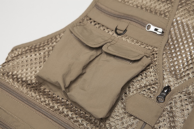 Men's Fishing Vest Hiking Vest Sleeveless V Neck Vest / Gilet Jacket Top Outdoor Breathable Quick Dry Multi Pockets Lightweight Polyester Army Green Khaki Dark Blue Fishing Climbing Camping / Hiking 2025 - $38.99 –P12