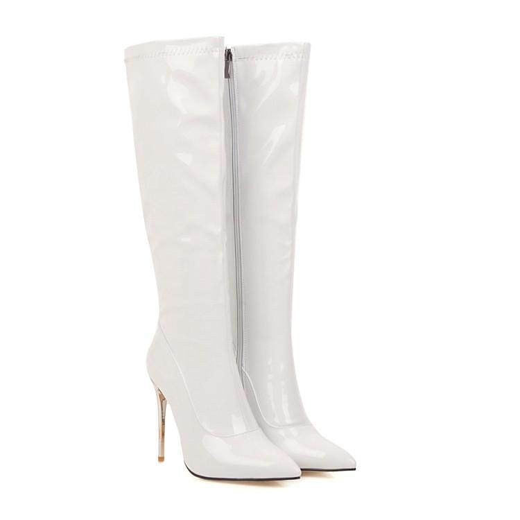 Per donna Stivaletti Regali di San Valentino Stivali sexy Stivali con tacco San Valentino Giornaliero Tinta unica Stivali al ginocchio A stiletto Appuntite Sensuale Informale Vernice Cerniera Nero del 2025 a $59.99 –P3