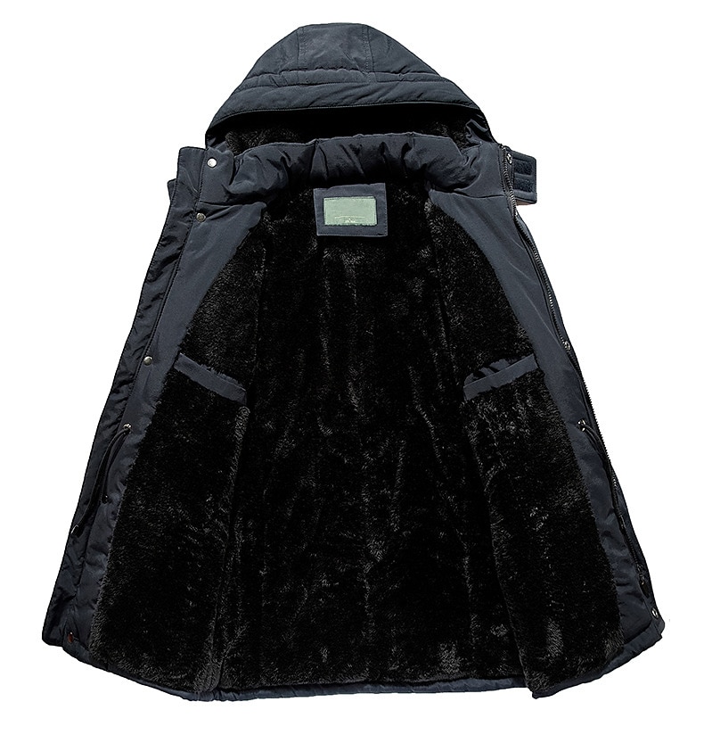 fleecejacka herr vinterjacka tjock varm huva parka militär vindjacka vinter utomhus vindtät lätt avtagbar keps trenchcoat ytterkläder topp skidåkning fiske klättring ljusblå skärm 2025 - $83.99 –P4