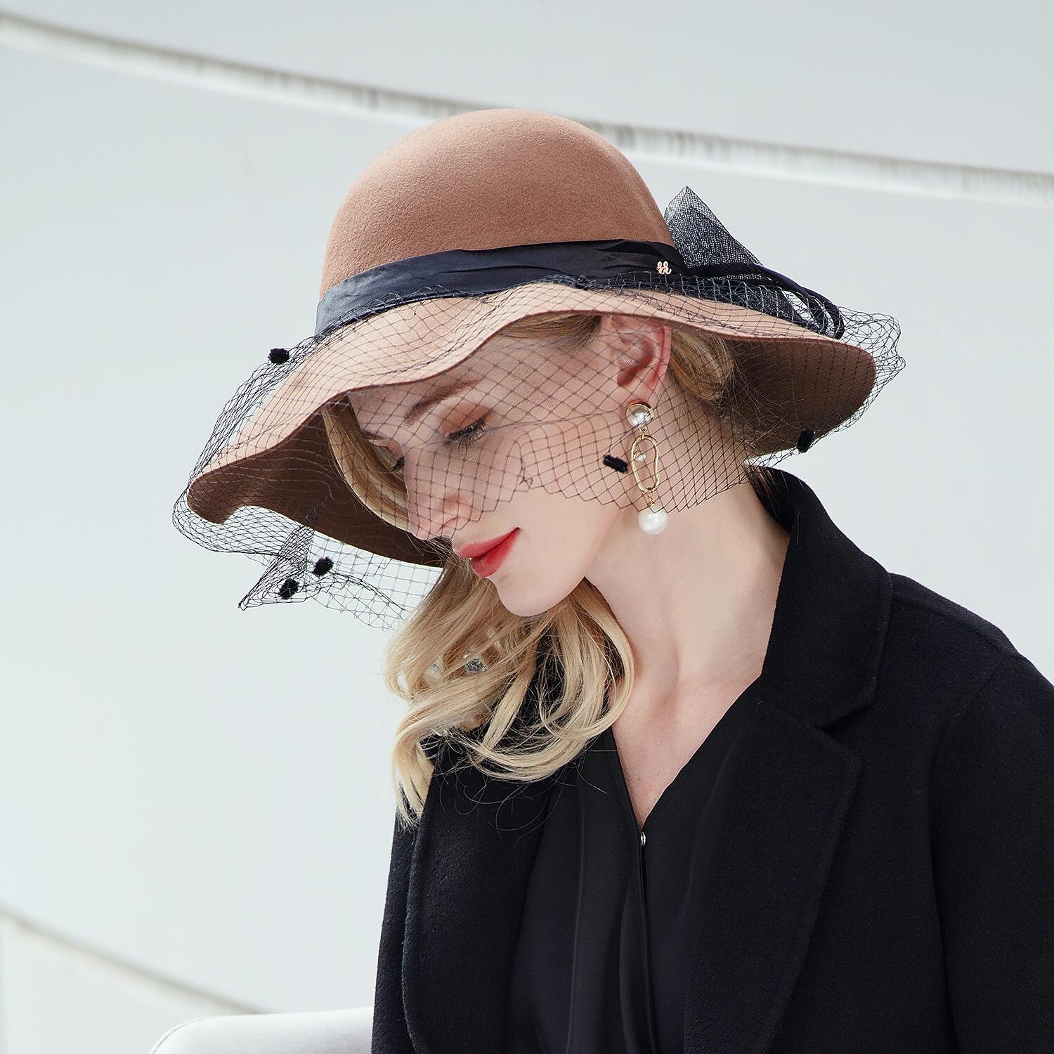 hattar 100% Ull Fiskarhatt Bröllop Kentucky Derby cocktail Royal Astcot Elegant Med Rosett Hårbonad Huvudbonader 2026 - $20.99 –P8