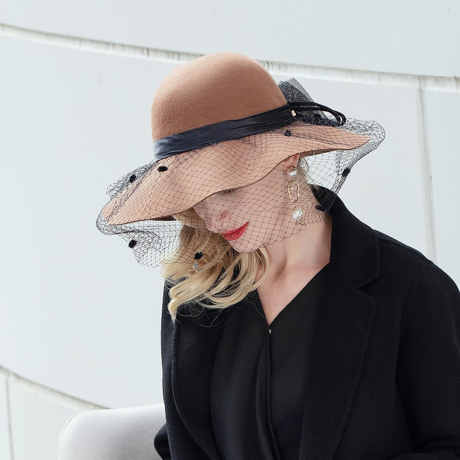hattar 100% Ull Fiskarhatt Bröllop Kentucky Derby cocktail Royal Astcot Elegant Med Rosett Hårbonad Huvudbonader 2026 - $20.99 –P7