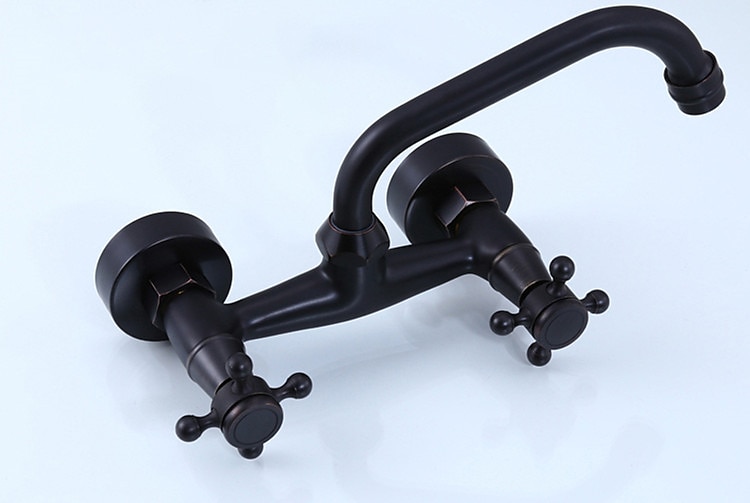 Bathroom Sink Mixer Faucet Wall Mount, Vintage 2 Handle 3 Holes Basin Taps with Cold Hot Water Hose, Washroom Mono Basin Vessel Taps Deck Mounted Oil-rubbed Bronze 2025 - $121.99 –P6