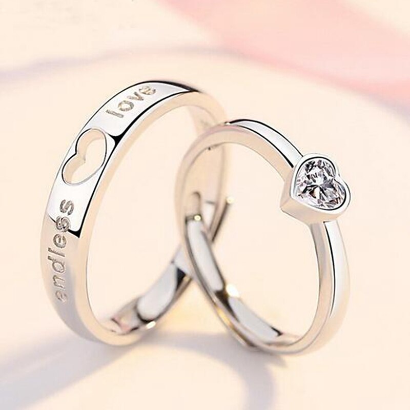 925 Sterling Silver Plated Multi-colour Heart Shape Cocktail Dress Ring Gift