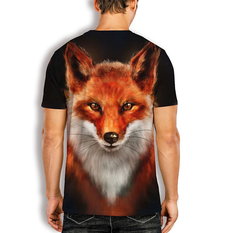 Herre Unisex Dyr Rev Grafiske trykk 3D-tegneseriefigur Skjorte T skjorte T-skjorter Kortermet T skjorte 3D-utskrift Rund hals Skjorte Mote Fritid Daglig Ferie Svart Blå Brun Sommer Klær S M L XL XXL 2025 - $17.99 –P2
