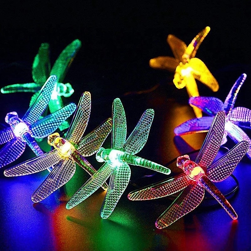 utendørs solstreng lys sol ledd eventyr streng lys 6,5 m øyenstikker 30 lys varm hvit fargerik hvit 8 modus utendørs vanntett bryllup uteplass hage hus dekorasjon lampe ledet sol hage lys 2025 - $16.99 –P7