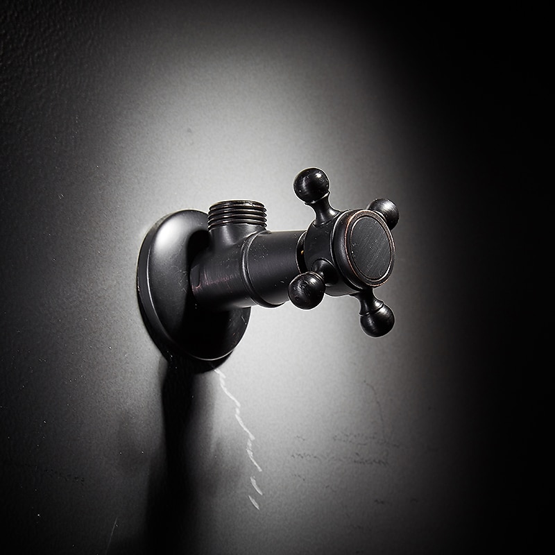 starožitný měděný trojúhelníkový ventil vyřezávaný retro zesílený teplý a studený trojúhelníkový ventil černý rohový ventil odolný proti výbuchu uzavírací ventil vody 1ks 2026 - $30.99 –P3