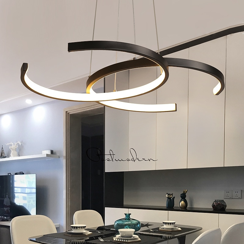 55cm led dimmerabile lampadario nordico nero oro lampadario alluminio sputnik finiture verniciate led stile nordico 220-240v del 2025 a $399.99 –P6