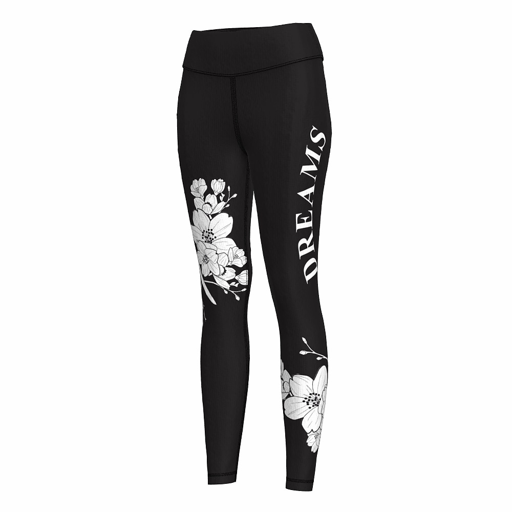 Dam Yogabyxor Rumplyft Magkontroll Hög midja Gymträning Löpning Kondition Trikåer Damasker Blomtryck Svart Höst Vinter sporter Sportkläder Hög Elasisitet 2026 - $12.99 –P3