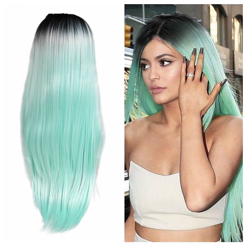 Parrucche blu per donne parrucca sintetica diritta naturale parrucca con parte centrale lunghezza media A15 A16 A17 A18 A19 capelli sintetici parrucche fashion cosplay blu bianche di Halloween del 2025 a $28.99 –P20