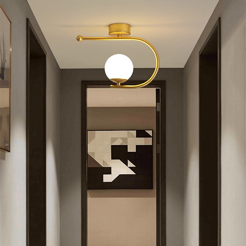 23 cm LED Ceiling Light Porch Light Corridor Lamp Black Gold Globe Design Nordic Geometric Shapes Flush Mount Lights Metal Artistic Style Globe Painted Finishes LED 220-240V 2025 - $126.99 –P6