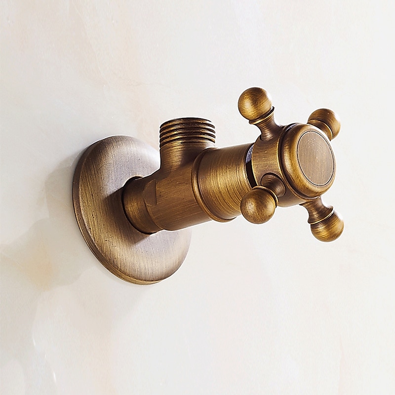 starožitný měděný trojúhelníkový ventil vyřezávaný retro zesílený teplý a studený trojúhelníkový ventil černý rohový ventil odolný proti výbuchu uzavírací ventil vody 1ks 2026 - $30.99 –P13