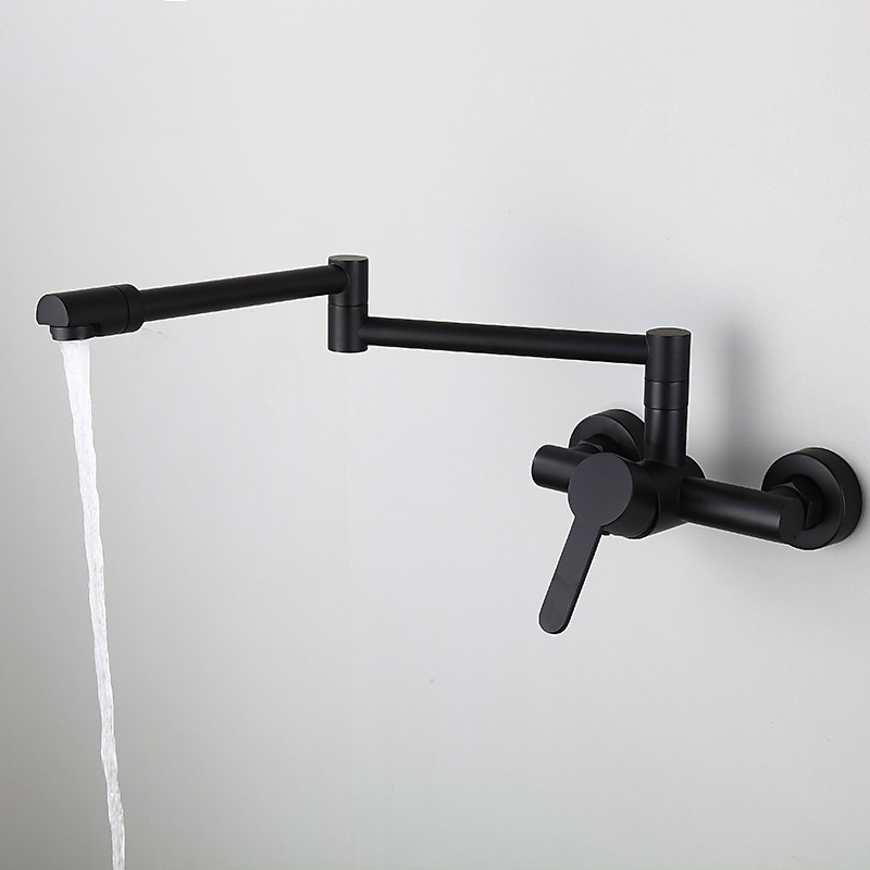 Torneira misturadora de pia de cozinha montada na parede, torneira de enchimento de panela dobrável, torneiras dobráveis de dois furos de alça única, acabamento galvanizado/pintado pull-out/pull-down/enchimento de panela montado na parede/latão de 2025 por $202.49 –P18