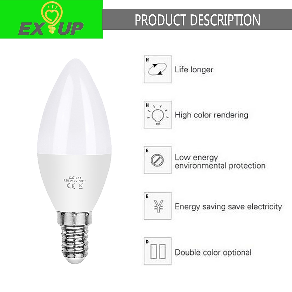 5 шт. 6 W LED лампы в форме свечи 450 lm E14 C37 12 Светодиодные бусины SMD 2835 Тёплый белый Холодный белый 220-240 V / RoHs / CE 2026 - $24.99 –P1