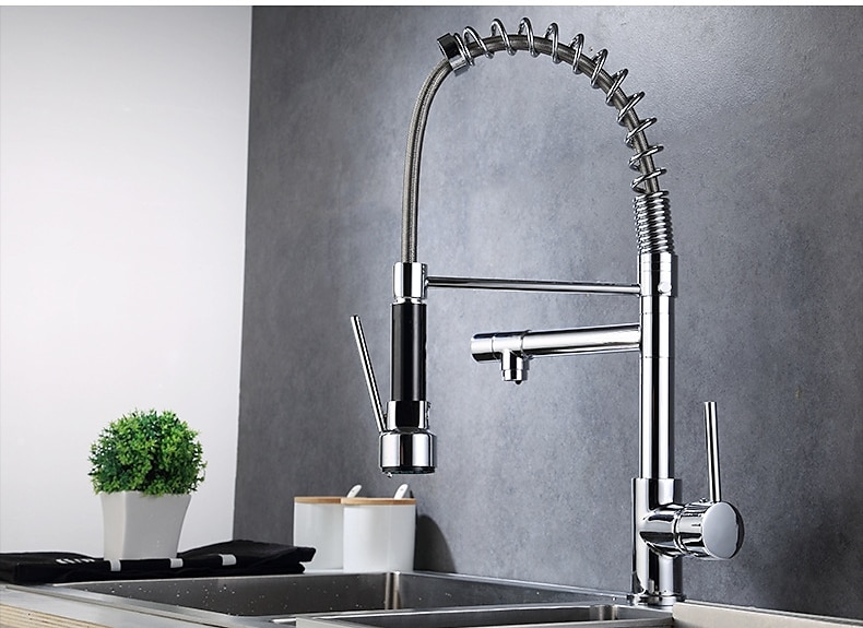 Rubinetto da cucina - Una manopola Due fori Cromo Estraibile A 3 fori Moderno Kitchen Taps del 2025 a $145.99 –P3