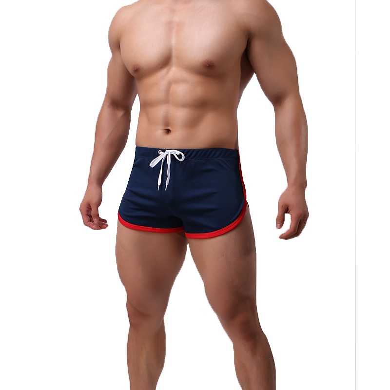 2025年 男性用 ランニングショーツ アスレチックショーツ ドローストリング ストライプトリム ショートパンツ スポーツ カジュアル 高通気性 速乾性 吸汗性 フィットネス ジムトレーニング マラソン スポーツウェア アクティブウェア 縞柄 ブラック ロイヤルブルー スカイブルー  コレクション – $13.99 -P1