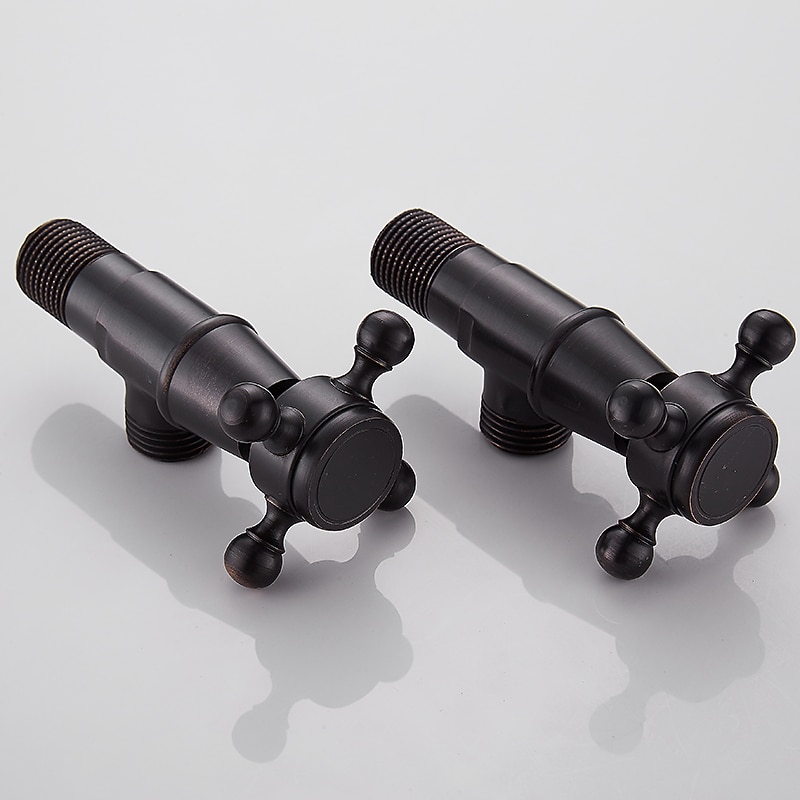 starožitný měděný trojúhelníkový ventil vyřezávaný retro zesílený teplý a studený trojúhelníkový ventil černý rohový ventil odolný proti výbuchu uzavírací ventil vody 1ks 2026 - $30.99 –P11