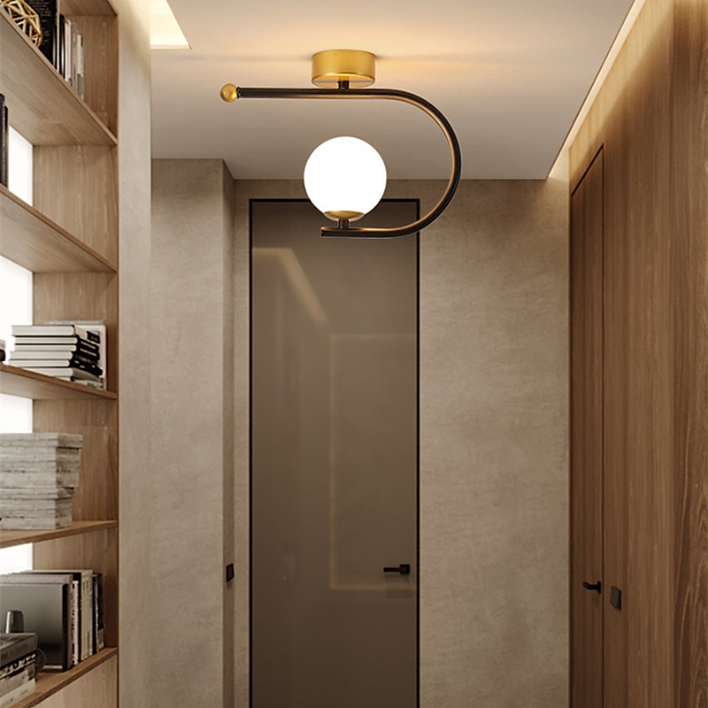 23 cm LED Ceiling Light Porch Light Corridor Lamp Black Gold Globe Design Nordic Geometric Shapes Flush Mount Lights Metal Artistic Style Globe Painted Finishes LED 220-240V 2025 - $126.99 –P8