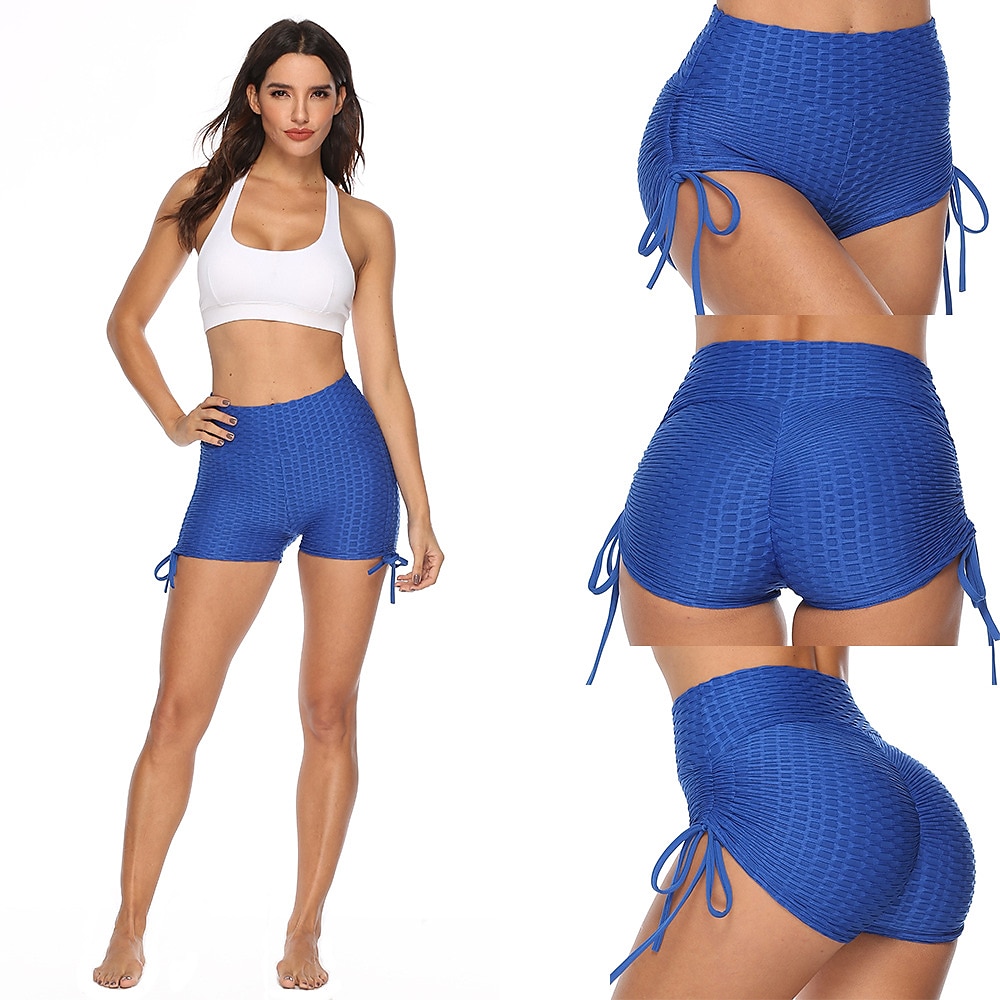 Women's Gym Shorts Yoga Shorts Scrunch Butt Tummy Control Butt Lift High Waist Yoga Fitness Gym Workout Shorts Black Yellow Red Spandex Sports Activewear Stretchy 2025 - $10.39 –P11