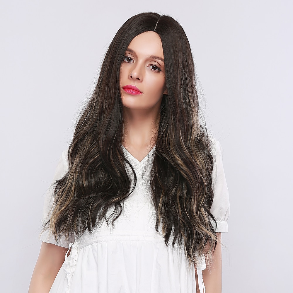 perruque synthétique résistante à la chaleur perruque partie centrale bouclée perruques blondes de longueur moyenne pour femmes pour la fête perruques de fête de noël de 2025 ? $18.99 –P7