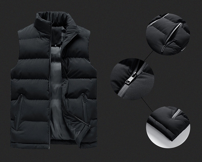 2026年 男性用 パファーベスト フォーマル レギュラー カジュアル 保温 高通気性 冬 秋 純色 ブルー ブラック ルビーレッド パファージャケット  コレクション – $22.99 –P6