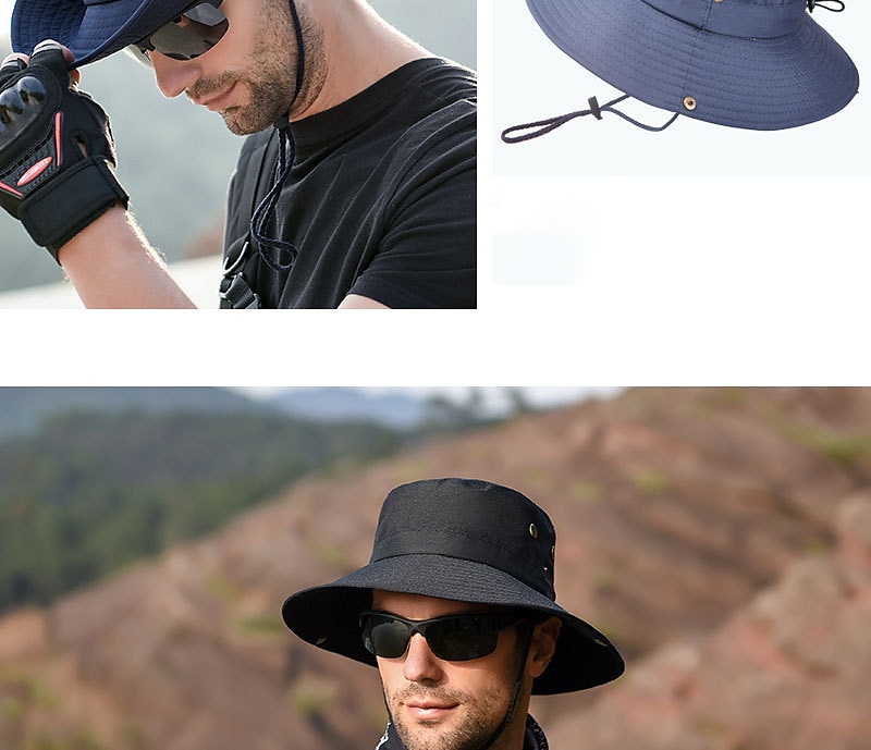 Hombre Gorro para el Sol Sombrero Bob Al aire libre Empacable UPF50+ Protección UV Secado rápido Primavera Verano Sombrero Malla Camping / Senderismo Caza Pesca Verde Ejército Gris Caqui 2025 - $11.59 –P14