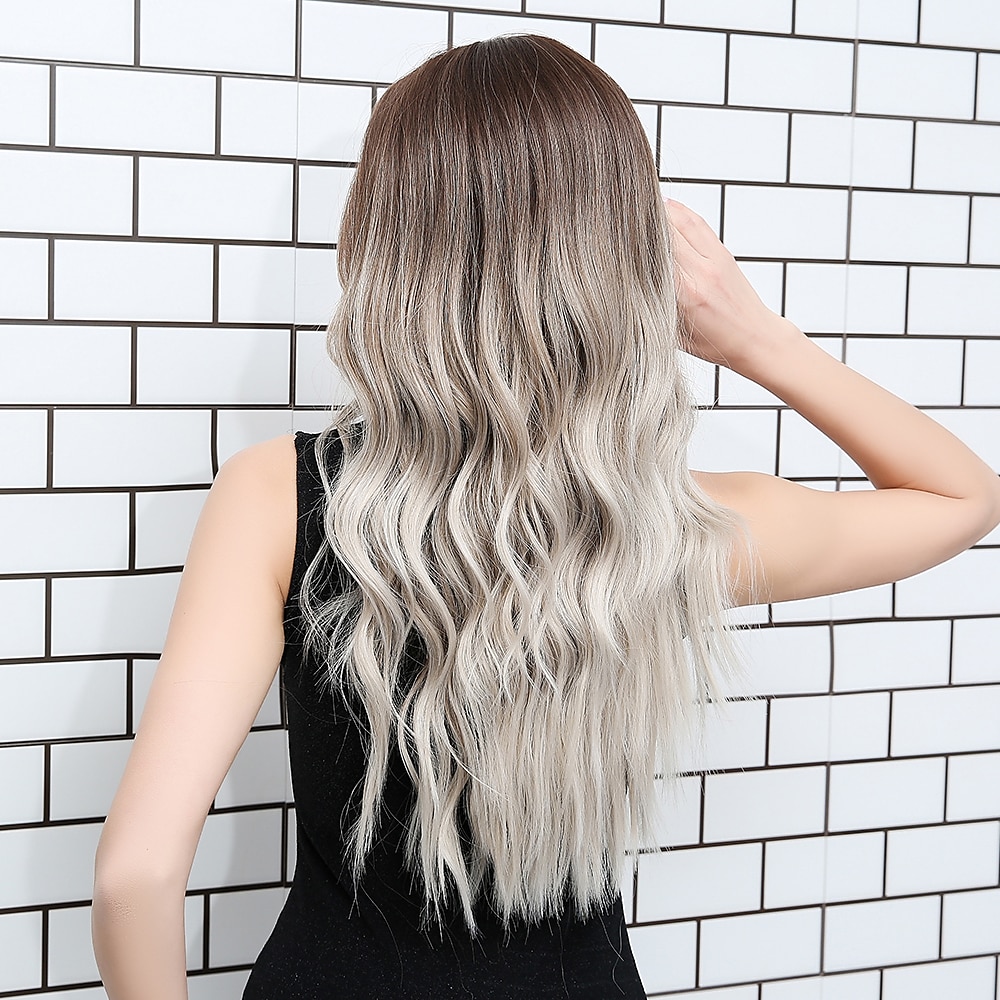 perruque synthétique résistante à la chaleur perruque partie centrale bouclée perruques blondes de longueur moyenne pour femmes pour la fête perruques de fête de noël de 2025 ? $18.99 –P12