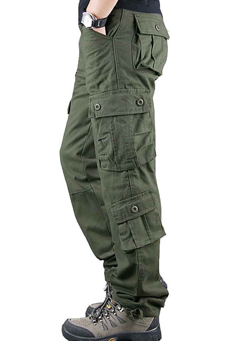 BYWX Men Loose Fit Casual Military Washed Cotton Cargo Jogger Pants 