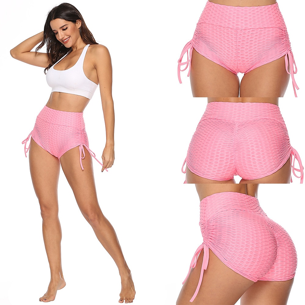 Women's Gym Shorts Yoga Shorts Scrunch Butt Tummy Control Butt Lift High Waist Yoga Fitness Gym Workout Shorts Black Yellow Red Spandex Sports Activewear Stretchy 2025 - $10.39 –P7