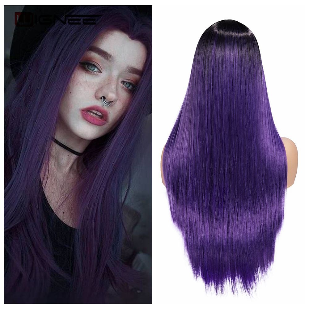 Parrucche blu per donne parrucca sintetica diritta naturale parrucca con parte centrale lunghezza media A15 A16 A17 A18 A19 capelli sintetici parrucche fashion cosplay blu bianche di Halloween del 2025 a $28.99 –P12