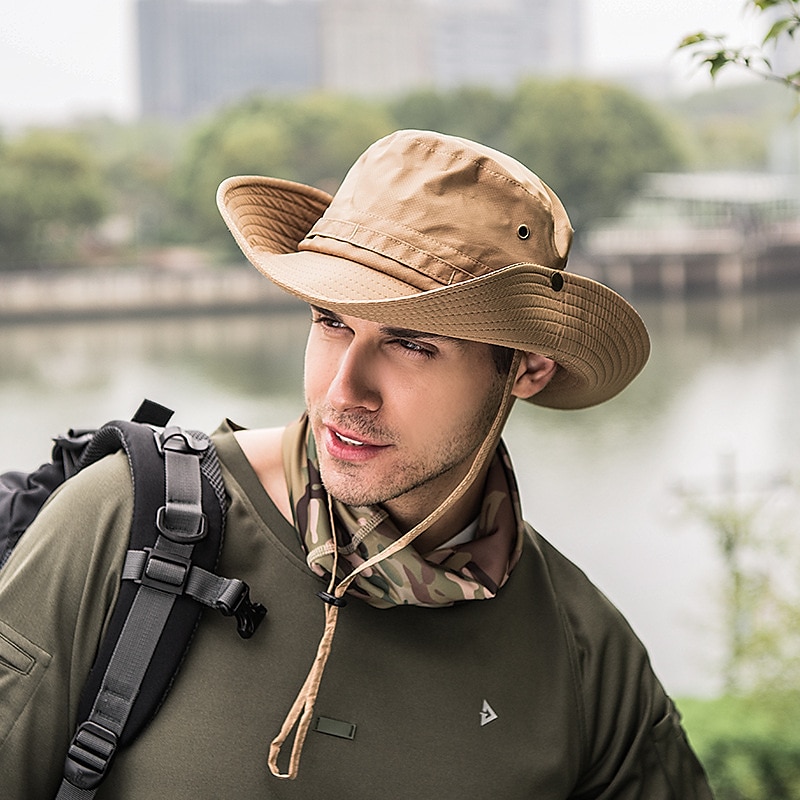 Hombre Gorro para el Sol Sombrero Bob Al aire libre Empacable UPF50+ Protección UV Secado rápido Primavera Verano Sombrero Malla Camping / Senderismo Caza Pesca Verde Ejército Gris Caqui 2025 - $11.59 –P2