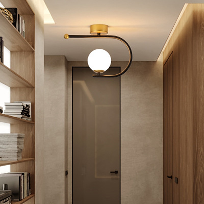 23 cm LED Ceiling Light Porch Light Corridor Lamp Black Gold Globe Design Nordic Geometric Shapes Flush Mount Lights Metal Artistic Style Globe Painted Finishes LED 220-240V 2025 - $126.99 –P5