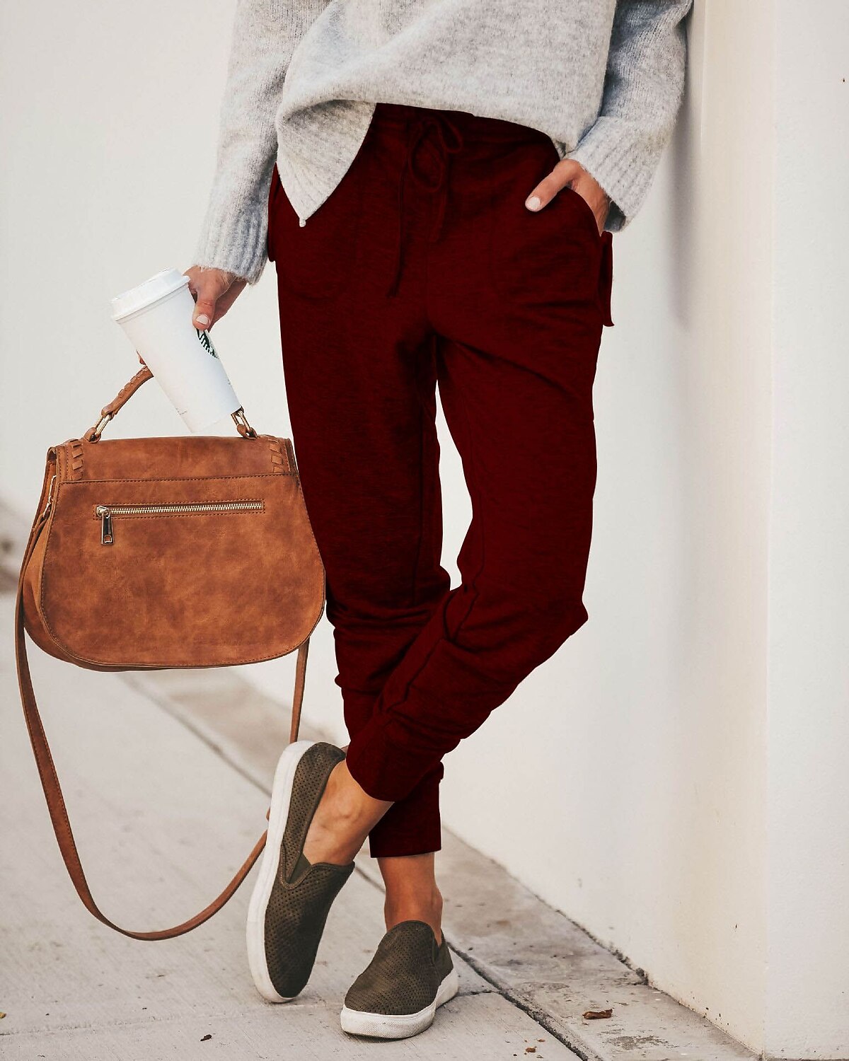 Women's Cargo Pants Chinos Slacks Ankle-Length Pocket Stretchy Mid Waist Streetwear Casual / Sporty Daily Weekend Black Wine S M Summer Spring &  Fall 2023 - US $24.99 –P4