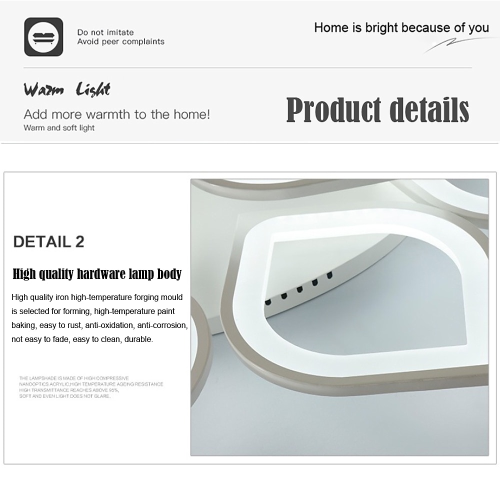 6/8/12/15 Heads LED Ceiling Light Lotus Design Ceiling Lamp Modern Artistic Metal Acrylic Style Stepless Dimming Bedroom Painted Finish Lights 110-240V ONLY DIMMABLE WITH REMOTE CONTROL Flower Design 2025 - $181.27 –P3