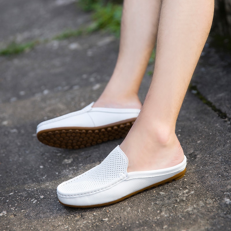 pánské bílé perforované slip-on mokasíny – pohodlné, prodyšné volnočasové boty pro každodenní nošení 2025 - $42.99 –P2