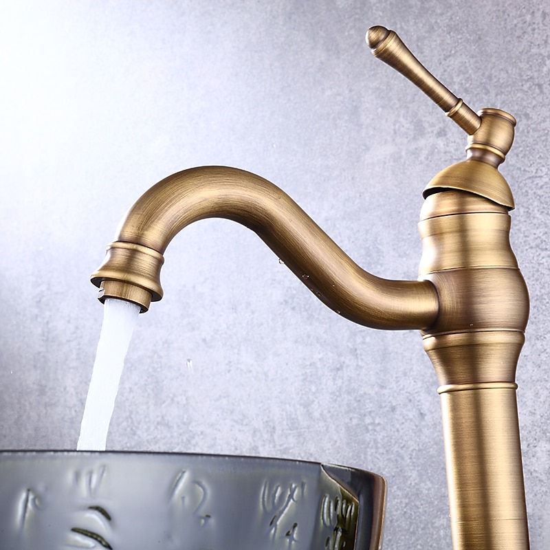 Bathroom Sink Mixer Faucet Deck Mounted, 360 Swivel Washroom Basin Taps Single Handle Rose One Hole Electroplated Faucet with Hot and Cold Water Gold/Black/Brushed Gold/Brass/Rustic Nickel 2025 - $97.99 –P6