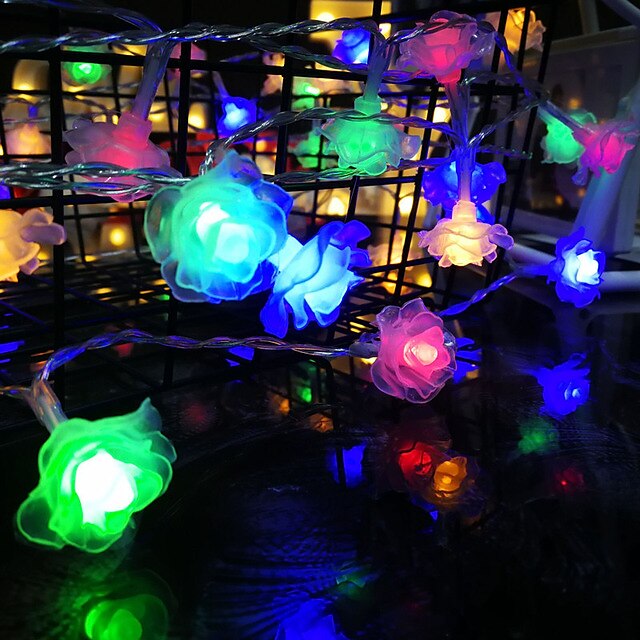 růžová řetězová světla, 1,5 m, 3 m, 6 m, 10/20/40 LED - teplá bílá vícebarevná dekorativní světla na baterie pro valentýnské svatby a novoroční venkovní párty 2025 - $7.99 –P4