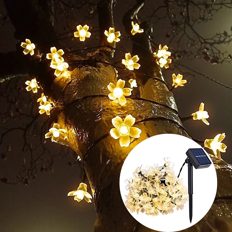 1/2pcs Solar-Blumen-Lichterketten im Freien 6,5 m 30 LEDs Kirschblüten-Lichterkette wasserdicht 8 Modi für Garten Terrasse Frühlingsdekoration Hof Rasen Weihnachtsbaum Urlaubsparty warmweiß bunt weiß 2025 - $14.49 –P6