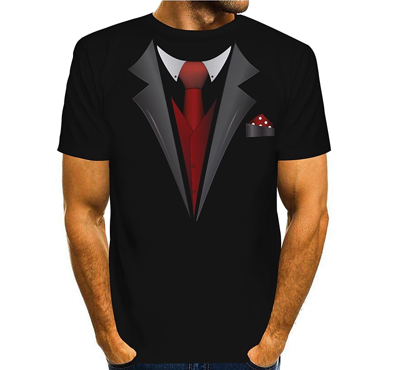 Men's Graphic Tee Tuxedo Shirts Short Sleeve T shirt 3D Print Round Neck Shirt Exaggerated Basic Daily Black White Yellow Clothing Apparel Normal S M L XL XXL 3XL 4XL 2025 - $17.99 –P7